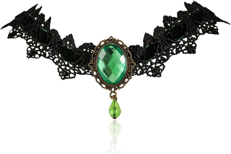 IS4U Gothic Lace Choker Necklace with Vintage Crystal Gems - Vampire Bat Design, Perfect for Halloween, Parties & Costumes - Image 1